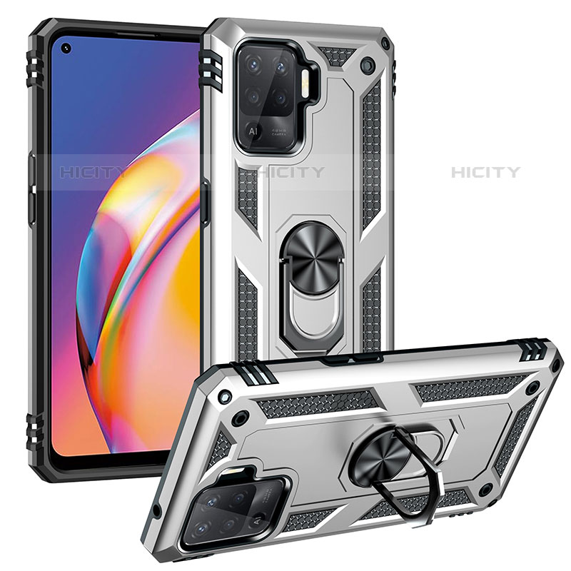 Silikon Hülle Handyhülle und Kunststoff Schutzhülle Hartschalen Tasche mit Magnetisch Fingerring Ständer MQ3 für Oppo F19 Pro groß