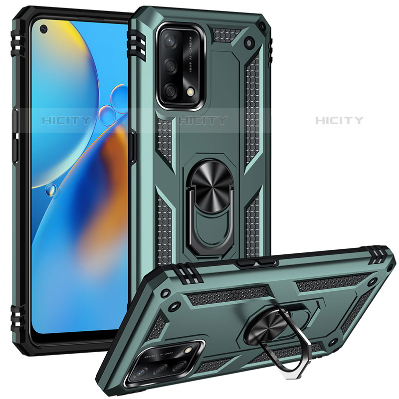 Silikon Hülle Handyhülle und Kunststoff Schutzhülle Hartschalen Tasche mit Magnetisch Fingerring Ständer MQ3 für Oppo Reno6 Lite