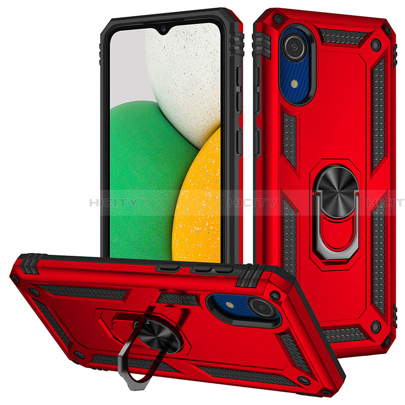 Silikon Hülle Handyhülle und Kunststoff Schutzhülle Hartschalen Tasche mit Magnetisch Fingerring Ständer MQ3 für Samsung Galaxy A03 Core