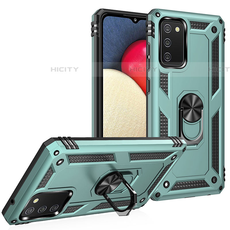 Silikon Hülle Handyhülle und Kunststoff Schutzhülle Hartschalen Tasche mit Magnetisch Fingerring Ständer MQ3 für Samsung Galaxy A03s groß