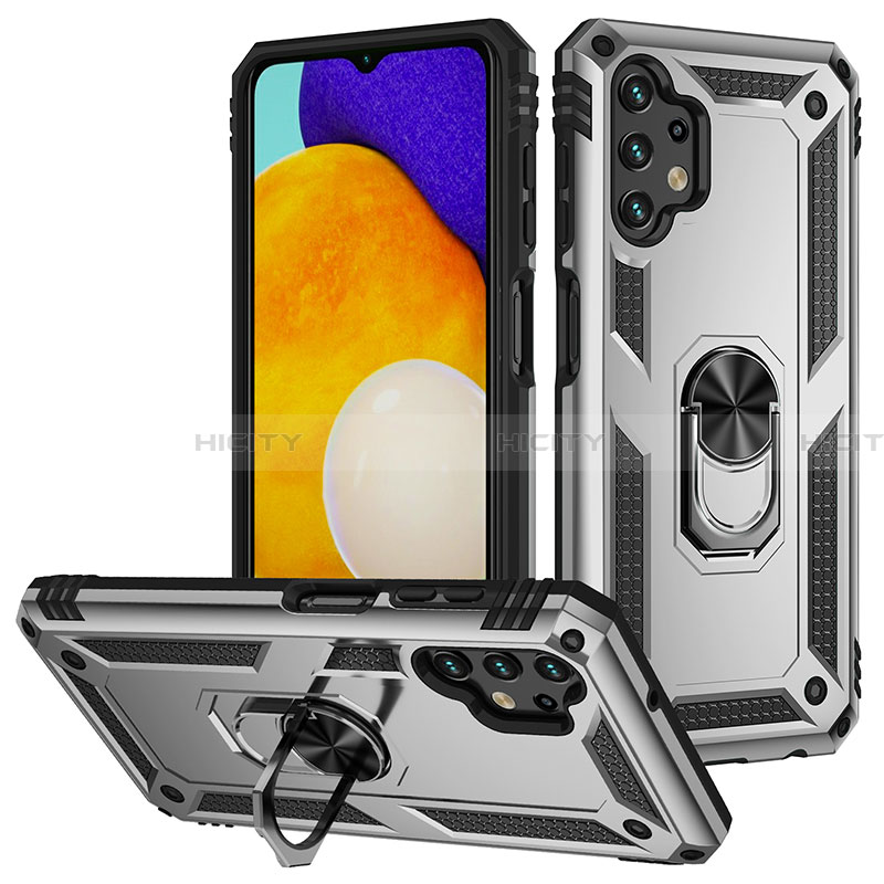 Silikon Hülle Handyhülle und Kunststoff Schutzhülle Hartschalen Tasche mit Magnetisch Fingerring Ständer MQ3 für Samsung Galaxy A13 4G groß