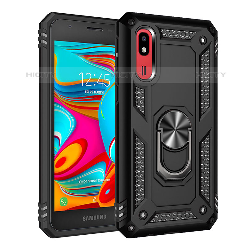 Silikon Hülle Handyhülle und Kunststoff Schutzhülle Hartschalen Tasche mit Magnetisch Fingerring Ständer MQ3 für Samsung Galaxy A2 Core A260F A260G