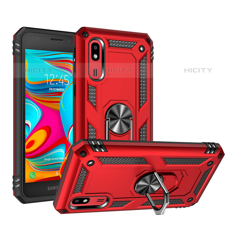 Silikon Hülle Handyhülle und Kunststoff Schutzhülle Hartschalen Tasche mit Magnetisch Fingerring Ständer MQ3 für Samsung Galaxy A2 Core A260F A260G groß