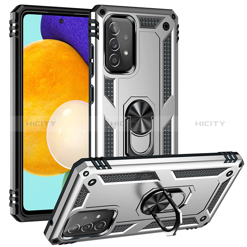 Silikon Hülle Handyhülle und Kunststoff Schutzhülle Hartschalen Tasche mit Magnetisch Fingerring Ständer MQ3 für Samsung Galaxy A52s 5G