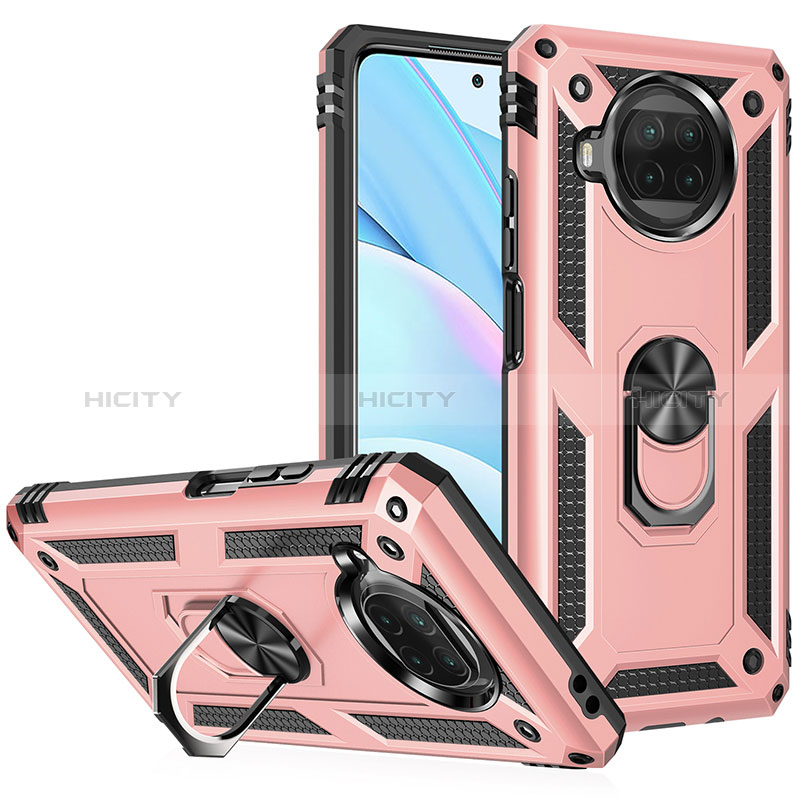 Silikon Hülle Handyhülle und Kunststoff Schutzhülle Hartschalen Tasche mit Magnetisch Fingerring Ständer MQ3 für Xiaomi Mi 10i 5G Rosegold Plus