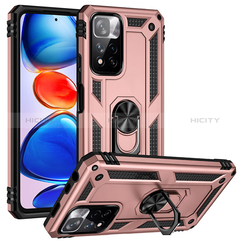 Silikon Hülle Handyhülle und Kunststoff Schutzhülle Hartschalen Tasche mit Magnetisch Fingerring Ständer MQ3 für Xiaomi Mi 11i 5G (2022) Rosegold Plus