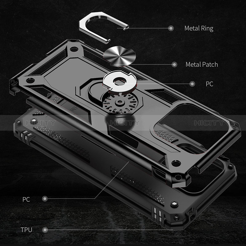 Silikon Hülle Handyhülle und Kunststoff Schutzhülle Hartschalen Tasche mit Magnetisch Fingerring Ständer MQ3 für Xiaomi Redmi 10 Power