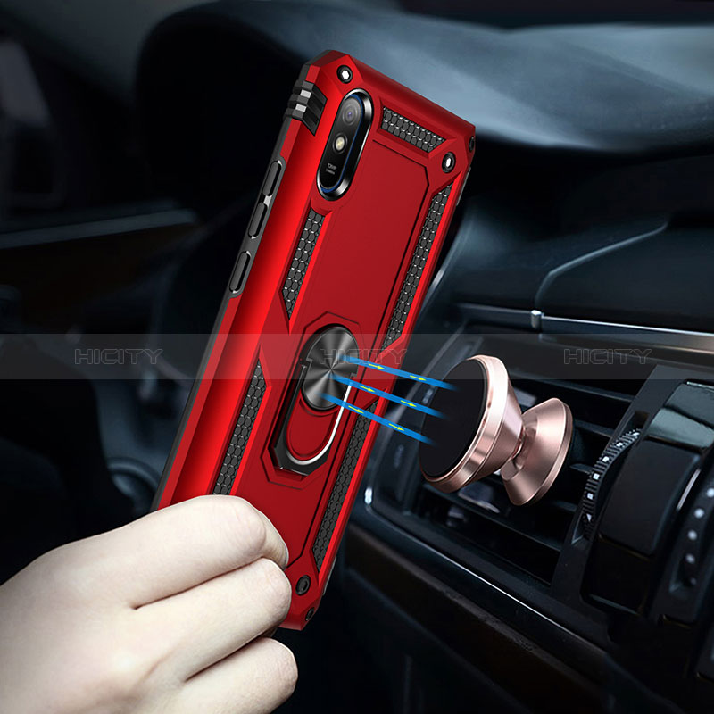 Silikon Hülle Handyhülle und Kunststoff Schutzhülle Hartschalen Tasche mit Magnetisch Fingerring Ständer MQ3 für Xiaomi Redmi 9A groß