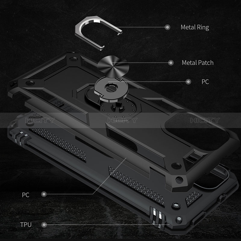Silikon Hülle Handyhülle und Kunststoff Schutzhülle Hartschalen Tasche mit Magnetisch Fingerring Ständer MQ3 für Xiaomi Redmi 9T 4G groß