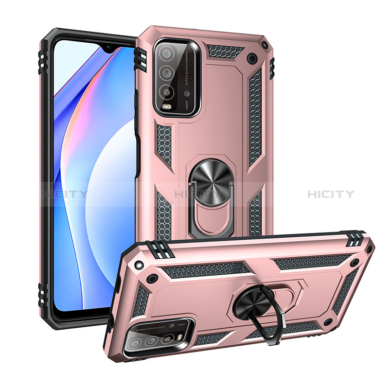 Silikon Hülle Handyhülle und Kunststoff Schutzhülle Hartschalen Tasche mit Magnetisch Fingerring Ständer MQ3 für Xiaomi Redmi 9T 4G