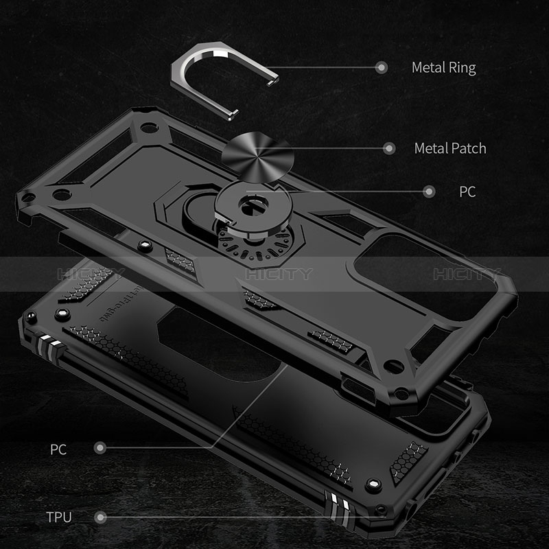 Silikon Hülle Handyhülle und Kunststoff Schutzhülle Hartschalen Tasche mit Magnetisch Fingerring Ständer MQ3 für Xiaomi Redmi Note 11 Pro 4G groß