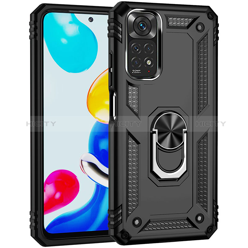 Silikon Hülle Handyhülle und Kunststoff Schutzhülle Hartschalen Tasche mit Magnetisch Fingerring Ständer MQ3 für Xiaomi Redmi Note 11S 4G groß