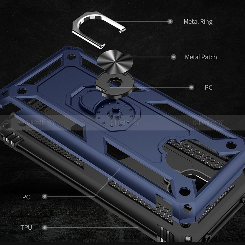 Silikon Hülle Handyhülle und Kunststoff Schutzhülle Hartschalen Tasche mit Magnetisch Fingerring Ständer MQ3 für Xiaomi Redmi Note 9 Pro Max