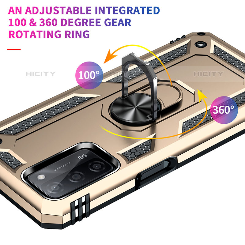 Silikon Hülle Handyhülle und Kunststoff Schutzhülle Hartschalen Tasche mit Magnetisch Fingerring Ständer MQ4 für Oppo A55 5G groß