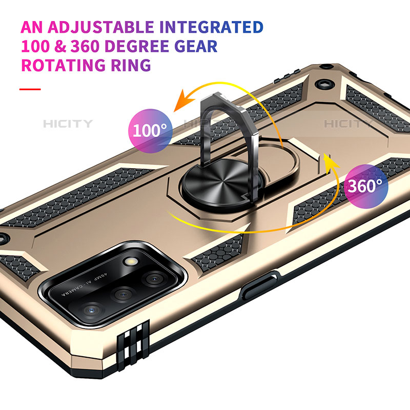 Silikon Hülle Handyhülle und Kunststoff Schutzhülle Hartschalen Tasche mit Magnetisch Fingerring Ständer MQ4 für Oppo A74 4G groß