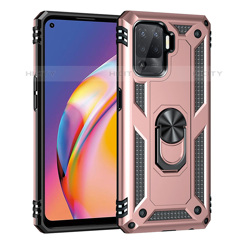 Silikon Hülle Handyhülle und Kunststoff Schutzhülle Hartschalen Tasche mit Magnetisch Fingerring Ständer MQ4 für Oppo A94 4G Rosegold Plus