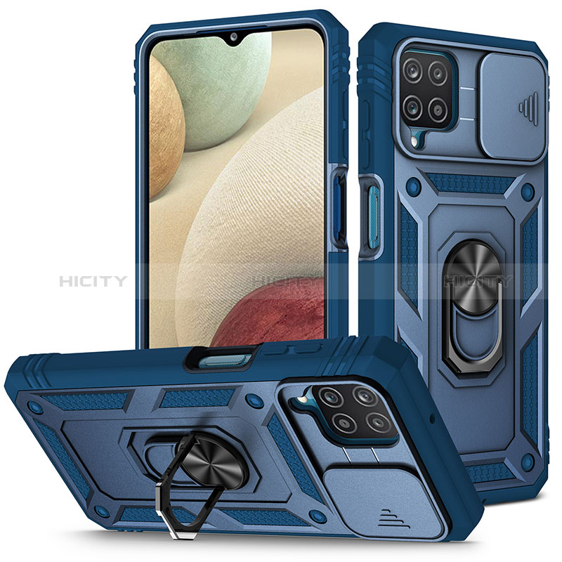 Silikon Hülle Handyhülle und Kunststoff Schutzhülle Hartschalen Tasche mit Magnetisch Fingerring Ständer MQ5 für Samsung Galaxy A12 5G