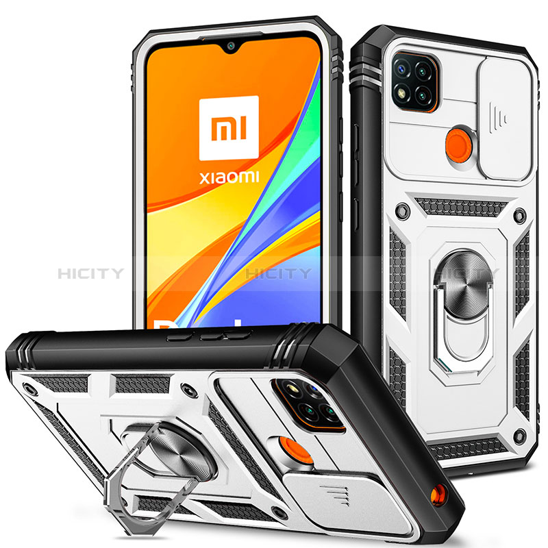 Silikon Hülle Handyhülle und Kunststoff Schutzhülle Hartschalen Tasche mit Magnetisch Fingerring Ständer MQ5 für Xiaomi Redmi 9 Activ