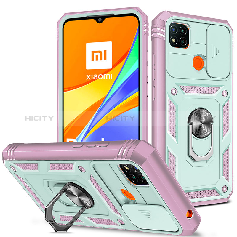 Silikon Hülle Handyhülle und Kunststoff Schutzhülle Hartschalen Tasche mit Magnetisch Fingerring Ständer MQ5 für Xiaomi Redmi 9 India