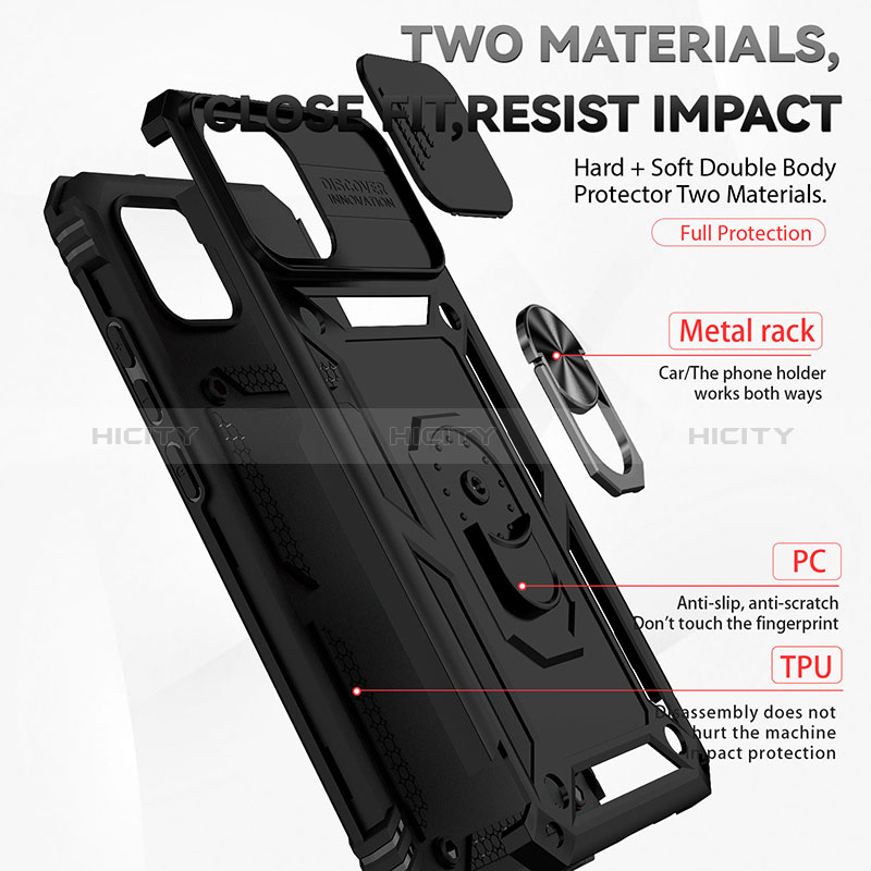 Silikon Hülle Handyhülle und Kunststoff Schutzhülle Hartschalen Tasche mit Magnetisch Fingerring Ständer MQ6 für Samsung Galaxy A03
