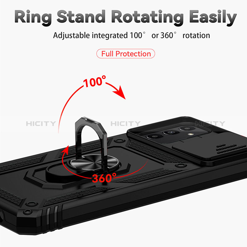 Silikon Hülle Handyhülle und Kunststoff Schutzhülle Hartschalen Tasche mit Magnetisch Fingerring Ständer MQ6 für Samsung Galaxy A13 5G