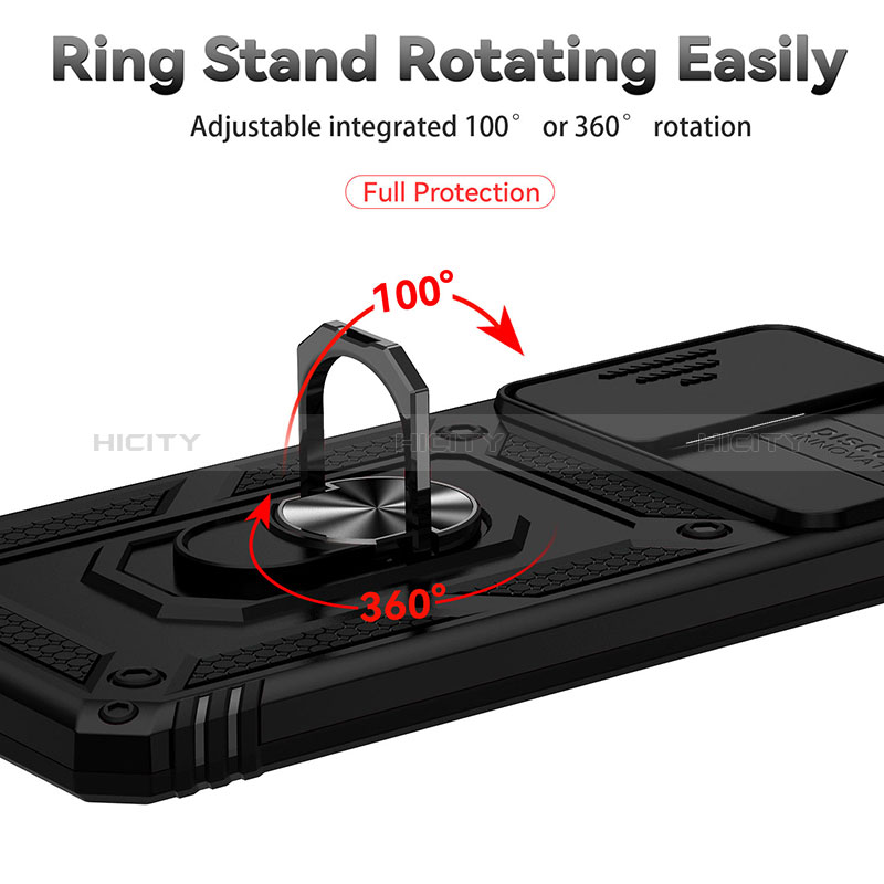 Silikon Hülle Handyhülle und Kunststoff Schutzhülle Hartschalen Tasche mit Magnetisch Fingerring Ständer MQ6 für Samsung Galaxy A23 5G