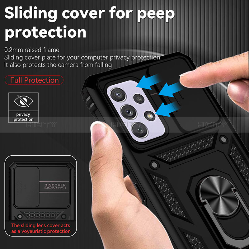 Silikon Hülle Handyhülle und Kunststoff Schutzhülle Hartschalen Tasche mit Magnetisch Fingerring Ständer MQ6 für Samsung Galaxy A53 5G