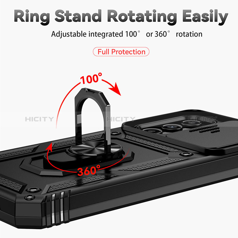 Silikon Hülle Handyhülle und Kunststoff Schutzhülle Hartschalen Tasche mit Magnetisch Fingerring Ständer MQ6 für Samsung Galaxy Quantum4 5G