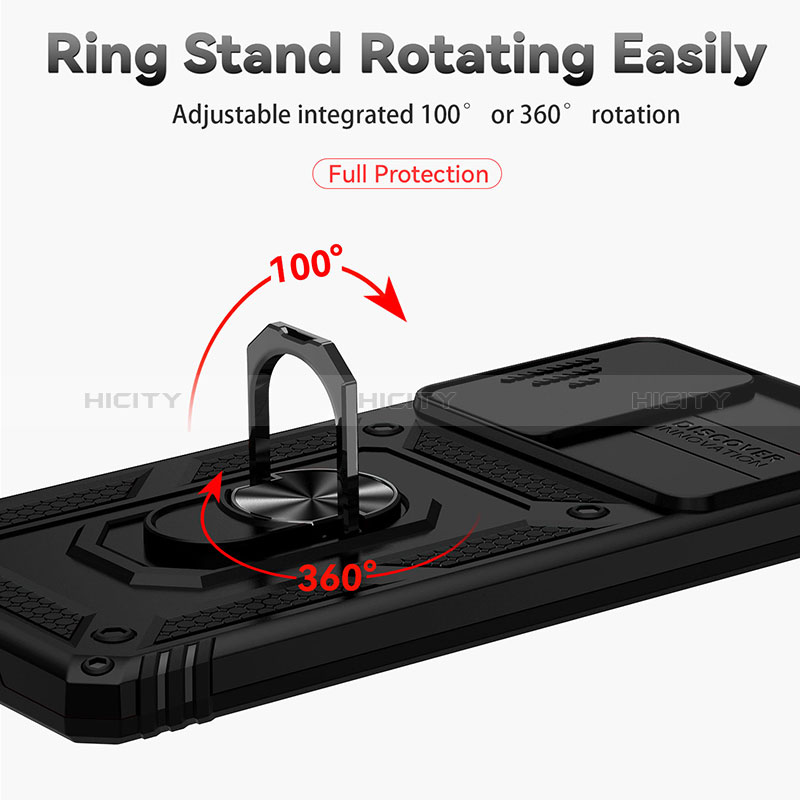 Silikon Hülle Handyhülle und Kunststoff Schutzhülle Hartschalen Tasche mit Magnetisch Fingerring Ständer MQ6 für Samsung Galaxy S20 FE (2022) 5G