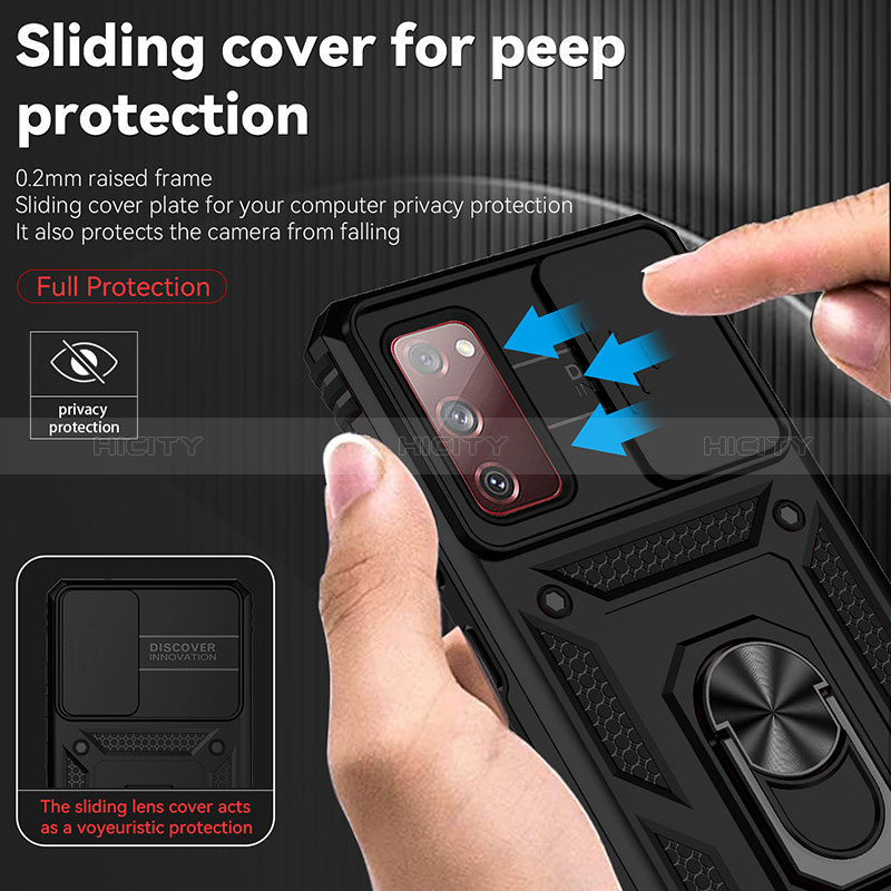 Silikon Hülle Handyhülle und Kunststoff Schutzhülle Hartschalen Tasche mit Magnetisch Fingerring Ständer MQ6 für Samsung Galaxy S20 FE 4G groß