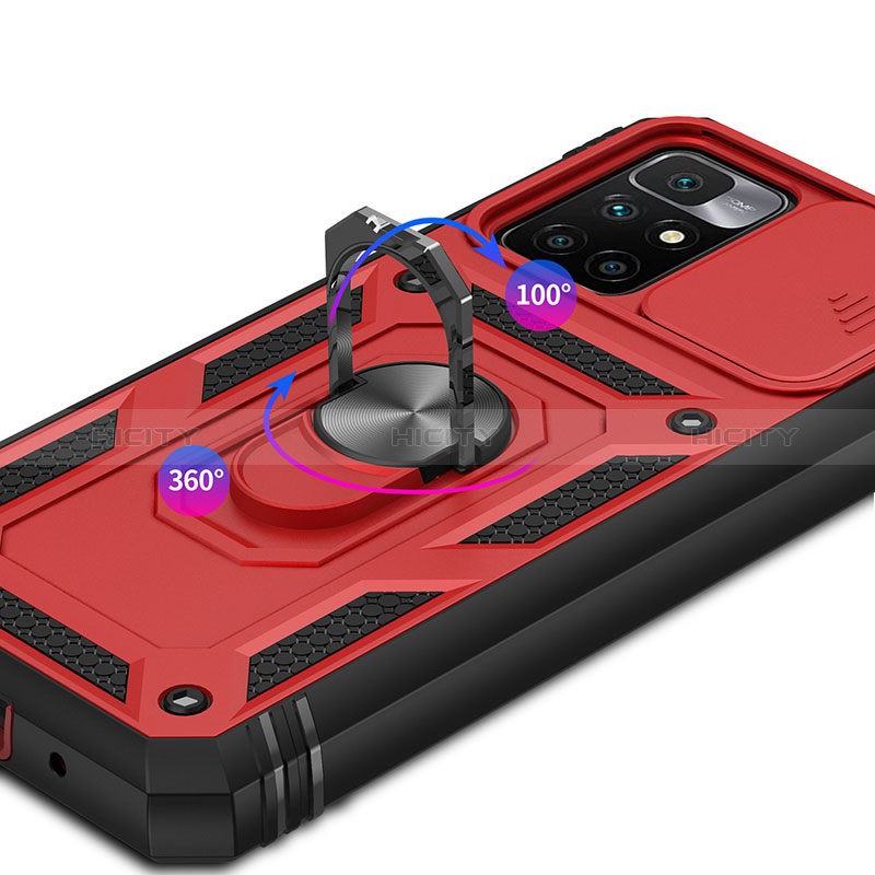 Silikon Hülle Handyhülle und Kunststoff Schutzhülle Hartschalen Tasche mit Magnetisch Fingerring Ständer MQ6 für Xiaomi Redmi 10 (2022)