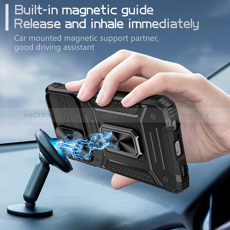 Silikon Hülle Handyhülle und Kunststoff Schutzhülle Hartschalen Tasche mit Magnetisch Fingerring Ständer MQ7 für Samsung Galaxy A13 5G