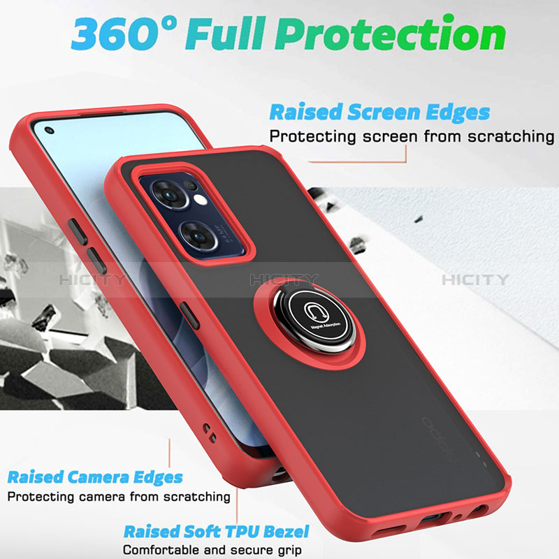 Silikon Hülle Handyhülle und Kunststoff Schutzhülle Hartschalen Tasche mit Magnetisch Fingerring Ständer QW1 für Oppo Find X5 Lite 5G groß