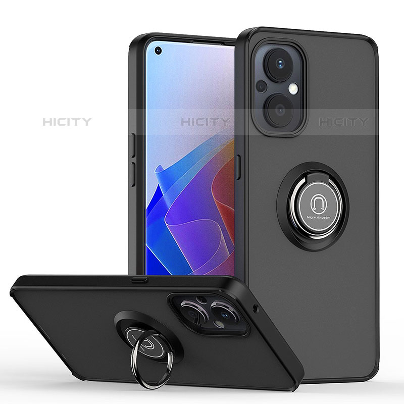 Silikon Hülle Handyhülle und Kunststoff Schutzhülle Hartschalen Tasche mit Magnetisch Fingerring Ständer QW2 für Oppo F21 Pro 5G