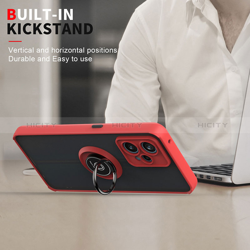 Silikon Hülle Handyhülle und Kunststoff Schutzhülle Hartschalen Tasche mit Magnetisch Fingerring Ständer QW2 für Realme 9 4G groß