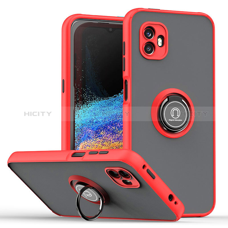 Silikon Hülle Handyhülle und Kunststoff Schutzhülle Hartschalen Tasche mit Magnetisch Fingerring Ständer QW2 für Samsung Galaxy XCover 6 Pro 5G Rot Plus