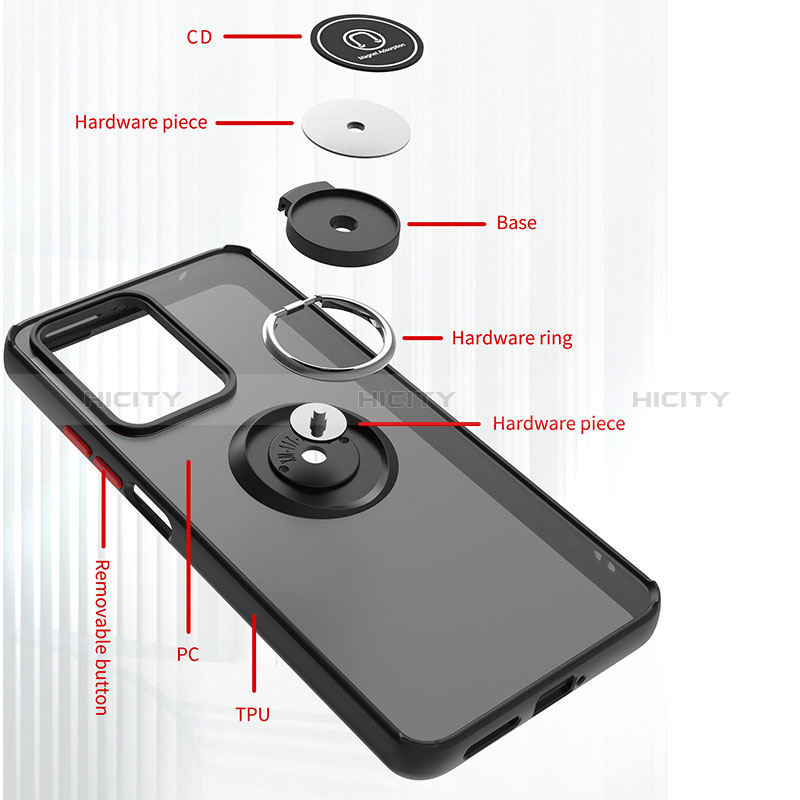 Silikon Hülle Handyhülle und Kunststoff Schutzhülle Hartschalen Tasche mit Magnetisch Fingerring Ständer QW2 für Xiaomi Mi 11T Pro 5G