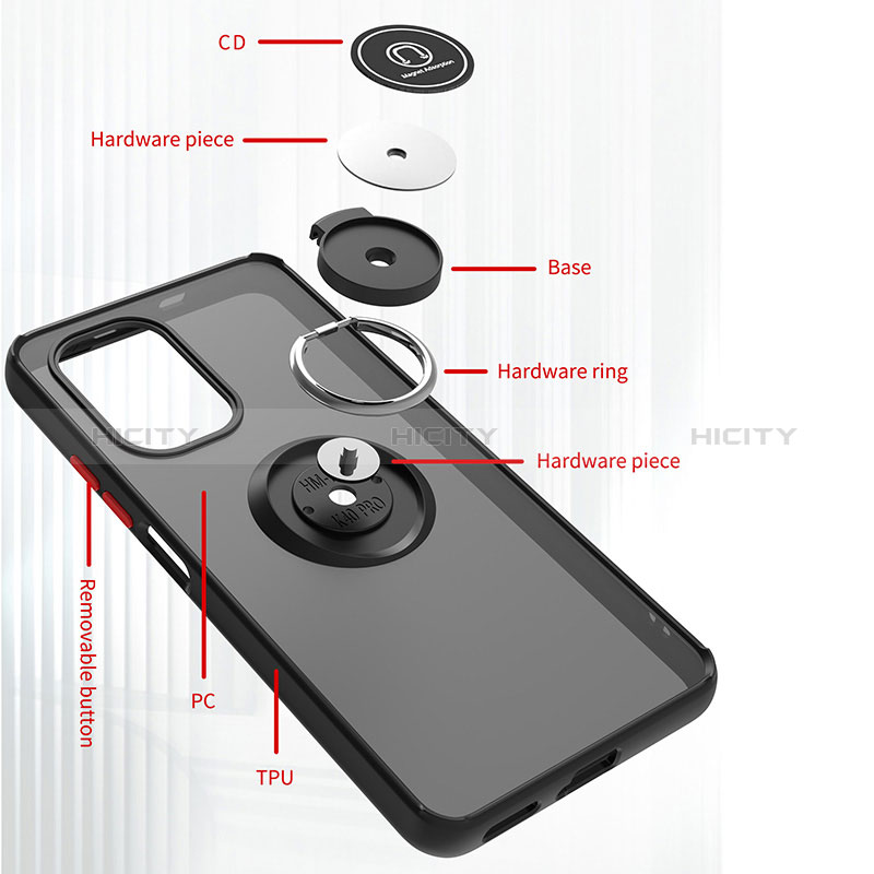 Silikon Hülle Handyhülle und Kunststoff Schutzhülle Hartschalen Tasche mit Magnetisch Fingerring Ständer QW2 für Xiaomi Poco F3 5G