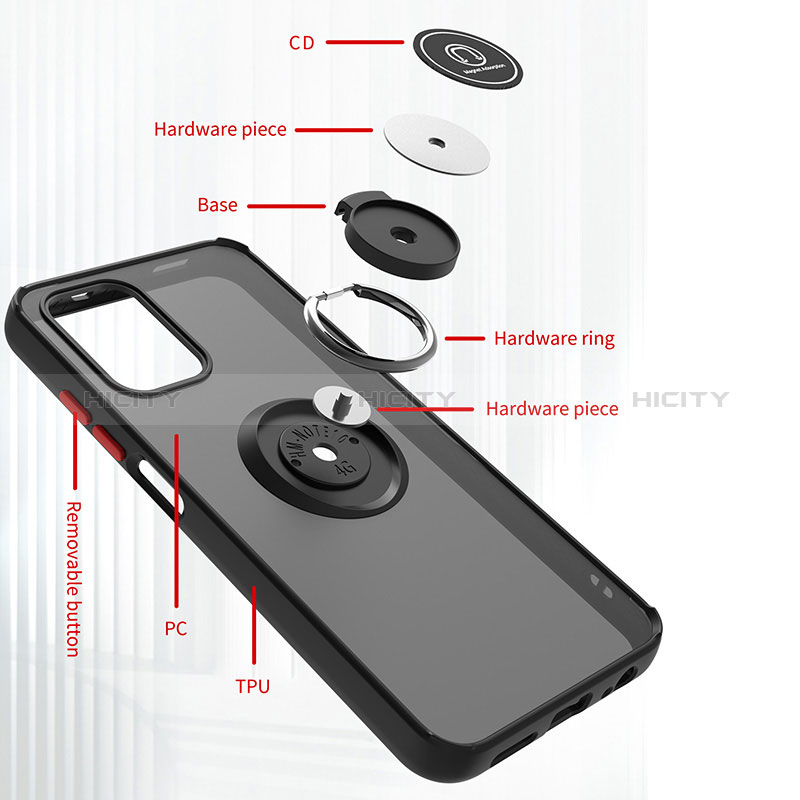 Silikon Hülle Handyhülle und Kunststoff Schutzhülle Hartschalen Tasche mit Magnetisch Fingerring Ständer QW2 für Xiaomi Poco M5S groß