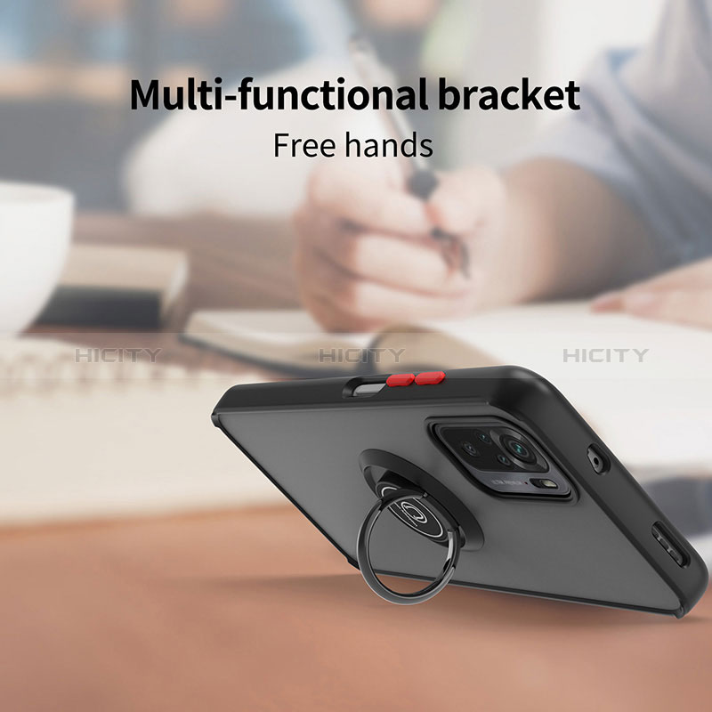 Silikon Hülle Handyhülle und Kunststoff Schutzhülle Hartschalen Tasche mit Magnetisch Fingerring Ständer QW2 für Xiaomi Poco M5S