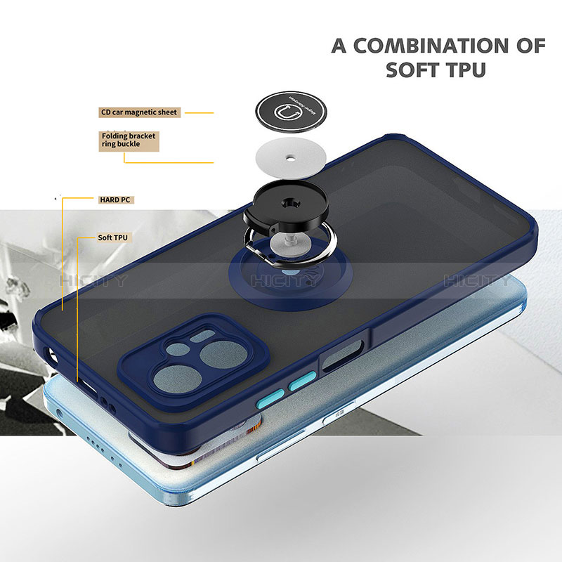 Silikon Hülle Handyhülle und Kunststoff Schutzhülle Hartschalen Tasche mit Magnetisch Fingerring Ständer QW2 für Xiaomi Poco X4 GT 5G