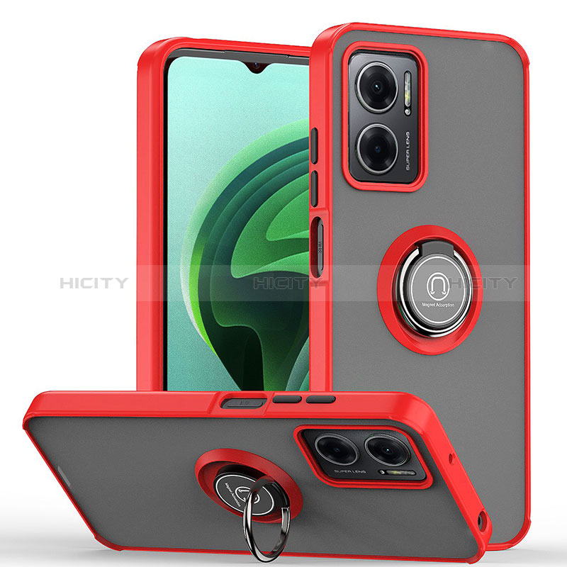 Silikon Hülle Handyhülle und Kunststoff Schutzhülle Hartschalen Tasche mit Magnetisch Fingerring Ständer QW2 für Xiaomi Redmi 10 Prime Plus 5G Rot Plus