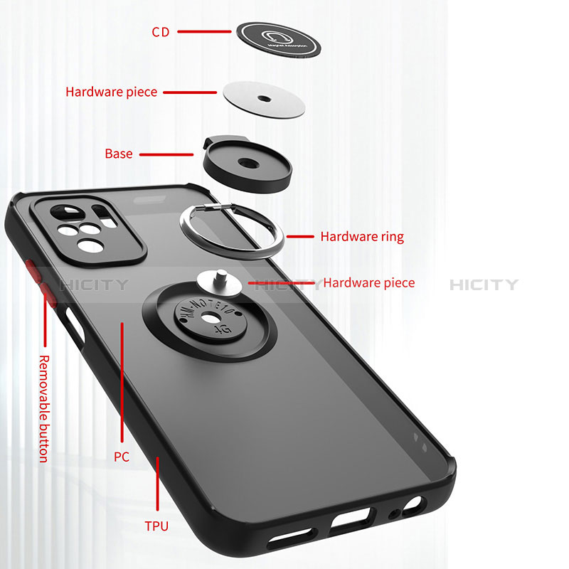 Silikon Hülle Handyhülle und Kunststoff Schutzhülle Hartschalen Tasche mit Magnetisch Fingerring Ständer QW2 für Xiaomi Redmi Note 10 Pro Max groß