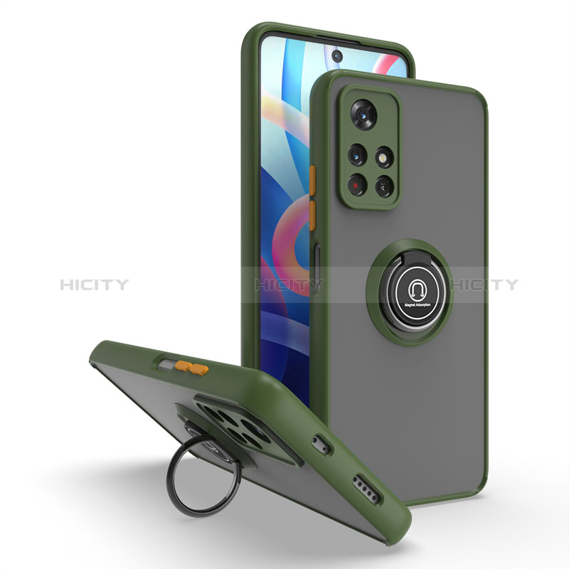 Silikon Hülle Handyhülle und Kunststoff Schutzhülle Hartschalen Tasche mit Magnetisch Fingerring Ständer QW2 für Xiaomi Redmi Note 11T 5G