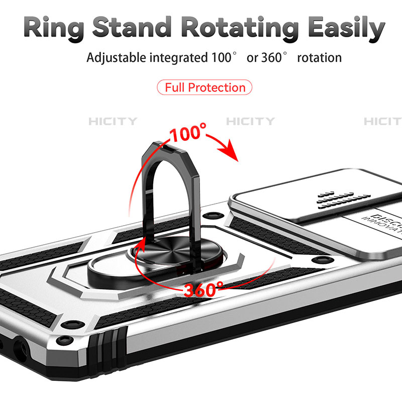 Silikon Hülle Handyhülle und Kunststoff Schutzhülle Hartschalen Tasche mit Magnetisch Fingerring Ständer QW3 für Samsung Galaxy A72 4G groß