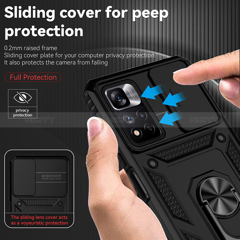 Silikon Hülle Handyhülle und Kunststoff Schutzhülle Hartschalen Tasche mit Magnetisch Fingerring Ständer QW3 für Xiaomi Poco X4 NFC groß