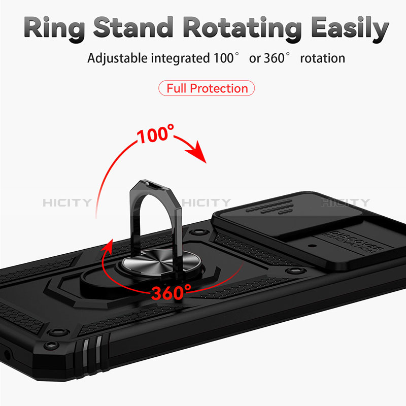 Silikon Hülle Handyhülle und Kunststoff Schutzhülle Hartschalen Tasche mit Magnetisch Fingerring Ständer QW3 für Xiaomi Poco X4 Pro 5G