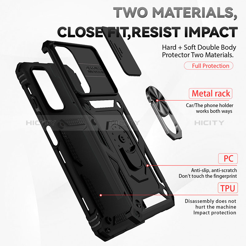 Silikon Hülle Handyhülle und Kunststoff Schutzhülle Hartschalen Tasche mit Magnetisch Fingerring Ständer QW3 für Xiaomi Redmi Note 11 4G (2022) groß