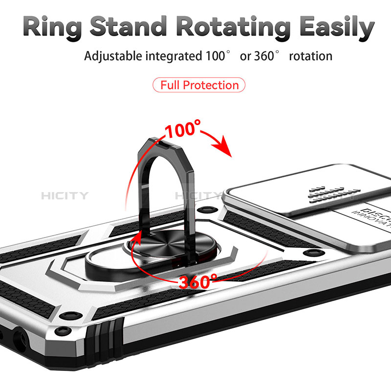 Silikon Hülle Handyhülle und Kunststoff Schutzhülle Hartschalen Tasche mit Magnetisch Fingerring Ständer QW6 für Samsung Galaxy A52s 5G groß