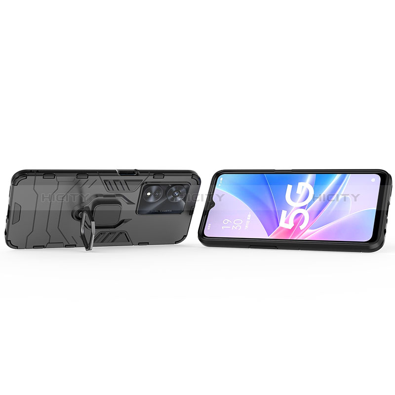 Silikon Hülle Handyhülle und Kunststoff Schutzhülle Hartschalen Tasche mit Magnetisch Fingerring Ständer S01 für Oppo A1 5G